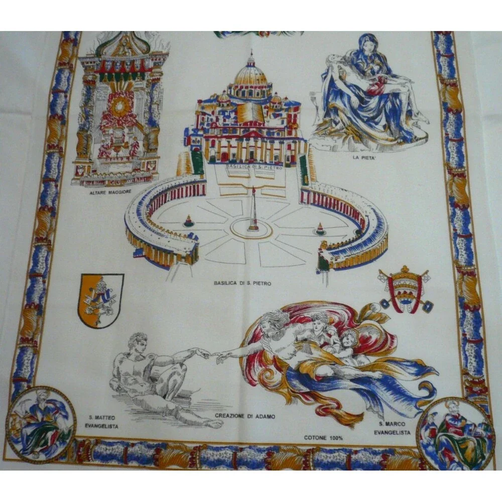 Vintage Vatican City Cotton Kitchen Tea Towel Citta Del Vaticano Italy
